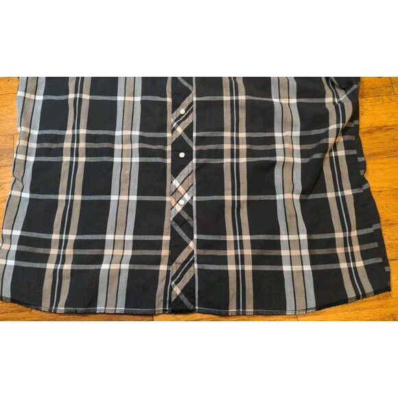 VTG Wrangler Men Black Brown Plaid Shirt Pearl Snap XL Cowboy Western Rodeo EUC - Picture 3 of 10